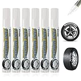 tlidfgeo 6 Stück Autoreifen Stift, Weißer Reifenmarker Hohe Kapazität Reifenstift, Wasserfest Autoreifen Marker, Reifen Lackstifte für Auto Motorrad Reifen