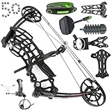 Poearcus Bogenschießen Compoundbogen-Set Stahlkugel und Pfeil Doppelfunktionsbogen 40-65lbs Einstellbare Jagd Bögen für Bogenschießen Fischerei Targeting (Compoundbogen Set)