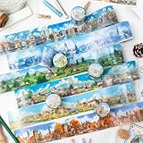 Ta Merry Landschaft Scrapbook Aufkleber Ästhetik 6 Rollen Washi Tape Set für Scrapbooking,Alben,Notizblöcke,Journaling,Tagebuch, Fotoalbum,Bullet Journal Zubehör (Travel Time)