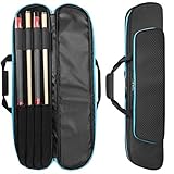 GOBUROS 2x2 Pool Queue Koffer für 2 Unterteile und 2 Schäfte, weicher Pool Stick Halter mit Zubehörtasche vorne, Billard Queue Tragetaschen mit Schultergurt für einfaches Tragen, Blau