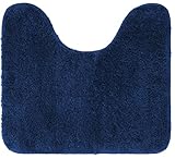 Brandsseller WC Vorleger 45x50 cm mit Ausschnitt aus weichem Mikrofaserstoff rutschfeste Badteppichmatte für Toilette WC-Blau