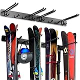 Aking Ace Wandhalterung für Ski, Garage, Snowboard, Aufbewahrung, Organizer, 8 Paar, Metallhaken, für drinnen und draußen
