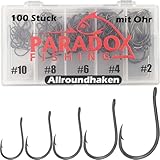 Paradox Fishing Allround-Angelhaken mit Öse I 100 Stück #10/#8/#6/#4/#2 - je 20 Stück I Angelhaken Set für Karpfen, Forelle etc.