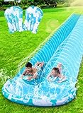 JOYIN 22,5ft/685.8cm Wasserrutsche und 2 Bodyboards, Garten-Wasserrutsche Sommer-Rutsch-Wasserrutschen Wasserspielzeug mit eingebautem Sprinkler für Outdoor-Wasserspaß für Kinder, Blau, Hellblau