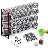 Aoriyar 4 Stöckiges Gewürzregal Stehend & Wand 28 Leere Gewürz Organizer mit Gestell und 432 Gewürzetiketten, Spice Rack Gewürzregal Ohne Bohren für Küchen, Schrank, Speisekammer