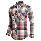 IQYU Freizeithemd Herren Regular Fit - Comfort Fit Lange äRmel Langarmshirt Vintage Leicht Oberteile Klassisch Casual Hemd Button Down Flanell Hemd Arbeitshemd Trachtenhemd