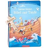 Taufgeschenk personalisiert Kinderbibel mit Kreuz aus Holz I Taufkreuz Kruzifix I Meine kleine Bibel zur Taufe I Geschenkidee Taufgeschenke für Mädchen Junge I personalisiertes Geschenk