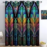 Gardinen Schlafzimmer Wohnzimmer Verdunkelungsvorhang Druck 3D Fantasy-Stil Gotisches Regenbogenglas Blickdicht Vorhänge Kinderzimmer Thermovorhang Mit Ösen H260 x B140 cm 2Er Set