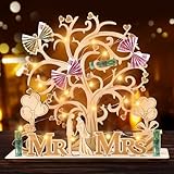 Mexgcom Geldgeschenk Hochzeit Holz, Lebensbaum Deko, Hochzeitsgeschenke für Brautpaar, Geldbaum Hochzeit, Geschenk zum Hochzeit Hochzeitstag