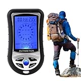 Taschen-Höhenmesser, 8-in-1 Hand-Barometer-Temperaturmessgerät, , tragbares Messgerät für Wandern, Bergsteigen, Zeituhr mit Hintergrundbeleuchtung
