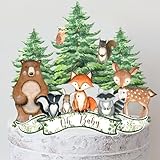 12 x Wald-Kuchenaufsätze, Waldtiere, Babyparty-Dekorationen, Waldtiere, Babyparty-Dekorationen, Jungen-Mädchen, Partyzubehör