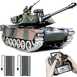 Rc Panzer USA M1A2, 1/18 Panzer Ferngesteuert mit Schussfunktion, Ww2 Militar Panzer mit Rauch Und Sound, 2.4ghz Panzer Modell mit Licht, Modellbau Panzer Spielzeug für Kinder und Erwachsene