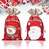 THATSRAD 2 Stück Weihnachtssack Geschenksack für Weihnachten Nikolausbeutel 41 * 24cm Christmas Sack Weihnachtssäckchen Jutebeutel Weihnachts Weihnachtstaschen mit Kordelzug für Süßigkeits Geschenke
