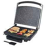 Shov Kontaktgrill, Paninimaker, Tischgrill 3 in 1 mit 2000 Watt Fettauffangbehälter XXL Grillfläche Wählbar Antihaftbeschichtung Granit oder Teflon (Granit)