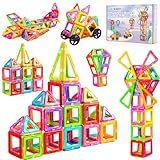 Crenova Magnetische Bausteine, Magnetspiel STEM Magnetbausteine, Montessori Spielzeug ab 3 Jahre, Magnete Kinder Geschenk Spielzeug ab 3 4 5 6 7 8Jahren für Jungen und Mädchen