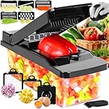 Gemüseschneider Mandoline Gemüseschneider Multischneider Julienner Zwiebelhäcksler Lebensmittelhäcksler Gemüseschneider Vegetable Chopper Dicer für Hobeln Von Obst Gemüse - Schwarz