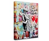 Tucocoo Kunst für Zuhause, Wände, Banksy Straße, Graffiti-Bilder, abstrakte, bunte Gemälde, 1 Panel, Leinwand, Pop-Art, moderne Kunstwerke, fertig zum Aufhängen, 40 x 60 cm