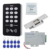 HFeng Kit Vollzugriffskontrollsystem mit elektrischem Magnetschloss + RFID Tastatur + Netzteil + 10 teiligen RFID Schlüsselanhänger (with Strike Lock)