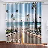 Wycian Lamellenvorhang Vorhang mit Ösen Mehrfarbig 2 Er Polyester Kokosnussbaum-Küstenlandschaft H214 X B234Cm für Schlafzimmer