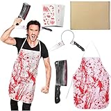 QIURUYUE Halloween Schlächter Kostüm, Metzger Kostüm Herren & Damen, Halloween Horror Doktor Kostüme, Blutige Schürze Halloween
