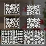 YOUZMY Fensterbilder Weihnachten Selbstklebend,144 Stück Winter Fenstersticker Weihnachtsfensterbilder Schneeflocken Fensterdeko,Weihnachtsmotive Fensterbild Weihnacht Fensterdeko Fensteraufkleber (D)