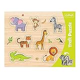 Trefl, Konturenpuzzle mit Unterlage, Lift-Out Puzzle, Exotische Tiere, für Kinder ab 2 Jahren