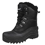 riemot Wasserdicht Schneestiefel Warme Winterstiefel Herren Gefüttert Winterschuhe Winter rutschfest Stiefel Damen Outdoor Wanderschuhe Trekkingschuhe Winter Boots Herren Schwarz 45 EU