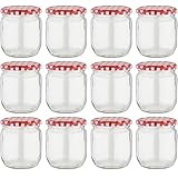 Devitre 12er Set Marmeladengläser 425 ml Einmachgläser mit Deckel + Etiketten