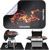Alckijy Feuerfeste Unterlage | 100 * 150cm Faltbare Hitzeschutzmatte | Bodenschutzmatte | Grillmatten | Bodenmatte | Grillteppich | Funkenschutzplatte | für BBQ Grills Kaminöfen Boden Rasen usw