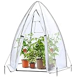 Ohuhu Gewächshaus Foliengewächshaus Überwinterungszelt für Winterschutz, PE Halbtransparente Tomatengewächshaus 160x180 cm für Pflanzen Wetterfest Mehrzwecktreibhaus Pflanzenhaus Weiß