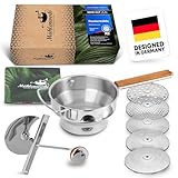 𝐌Ü𝐇𝐋𝐄𝐍𝐖𝐄𝐑𝐊 Passiermühle Edelstahl inkl. 5 Passiersieb-Einlagen [naturreines Eichenholz] 2,3 L Füllvolumen  Passiergerät für Soßen, Marmeladen, Apfelmus | Passetout ansehen