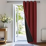 Deconovo 100% Blickdicht Gardinen mit Ösen Wärmeisolierend 100% Verdunklung Vorhänge Wohnzimmer Thermo Vorhang Winddicht Türtrenner, 242x132(HöhexBreite), Dunkelrot, 1 Stück