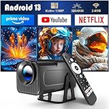 [Netflix Offiziell] HY320 NTV Smart Beamer mit Various Offiziell TV Apps,Sprachassistent 1080P Nativ/Optische Auflösung 320ANSI 12000Lumens 5G WiFi Auto Trapezkorrektur Projektor für Heimkino/Outdoor