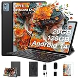 SUAAT 2025 Neueste Tablet 10 Zoll Android 14 Widevine L1 20GB RAM+128GB ROM(TF 1TB), Octa-Core,WLAN 6,GMS, 6000mAh, BT 5.0, 1280 * 800, 8MP+5MP, Tablet mit Tastatur und Maus,Schwarz