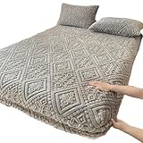 MTNBHH Geprägtes Samt-Spannbettlaken for Wärme im Winter, einfarbiger Matratzenbezug mit dickem Plüsch-Strickstoff, maschinenwaschbar(Gray,80 * 200cm)