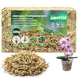 LINSOCLE Sphagnum Moos 300g, Spagnummoos für Pflanzen,Moos für Orchideen als Moosstab & Terrariums - Substrat | Peat Moss | Ideal für Indoor - Pflanzenzucht und Terrariums - Dekoration