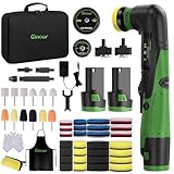 Ginour Mini Poliermaschine Auto, 200W 12V Akku Poliermaschine mit DA&RO Modus, Austauschbar 2''/1,2'' Polierplatte, 2 x 2Ah Akkus, 6-Geschwindigkeiten zum Polieren, Wachsen und Reinigen