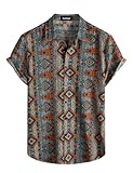VATPAVE Herren Hawaii Hemd Männer Kurzarm Sommer Freizeithemd Casual Strand Blumen Hawaiihemd Groß Orange