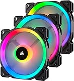 Corsair LL120 RGB LED PWM PC-Gehäuselüfter (120mm Dual Licht Loop RGB LED, Dreierpack mit Lighting Node PRO) schwarz
