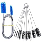 RUNYU 11 Stuck Reinigungsbürste Set, 180 cm Aquarium Schlauchbürste + 10 Strohhalm Bürste Verschiedene Größen Flexible Abflussbürste für Aquarium Flaschen und Küche