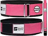Stealth Sports Gewichthebergürtel zur Rückenunterstützung - Nylon Pink Gürtel für Damen - Selbstsichernde Metallschnalle Workoutgürtel mit Klettverschluss - Gym & Krafttraining (XS)