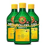Möller's Omega 3 Lebertran Öl | Nordic Nahrungsergänzung mit EPA, DHA, Vitamin A, D, E | Superior Taste Award | Hochreiner natürlicher Lebertran | 165 Jahre alte Marke | Zitrone | 3 x 250 ML