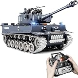 Supdex 1:18 RC Panzer, 2.4GHz Legierungsmetall Deutscher Tiger I Ferngesteuertes Armee-Modellspielzeug mit der Airsoft-BBS und Wasserbomben Erwachsene und Kinder