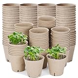 GOTVUGE 50 Stück 8cm Faser-Saatguttöpfe für Sämlinge, torffreie biologisch abbaubare kleine Baumschulpflanzen für Pflanzen