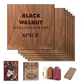 Uadme Walnuss Sperrholz 3mm, 6 Stück 300x300x3mm Nussbaum Holz Sperrholzplatte, Laser Leimholzplatte Unbehandeltes Holz für Laser Gravur, CNC Schneiden, Malerei, DIY Modell, Weihnachtsdeko