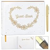 Elegantes Hochzeitsgästebuch Hochzeitsgästebuch mit Stift, Gästebuch Hochzeitsempfang, Hochzeitsgästebuch Blumen-Design, Hochzeitsbuch, Hochzeitsbuch Alternative, Herz-Gästebuch, Hochzeitsgäste