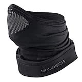BRUBECK M-Pro Sturmhaube Halbmask | Balaclava 42% Merino | atmungsaktive Gesichtshaube Radfahren | Skimaske nahtlos | Gr. S - M | Schwarz | KM10780