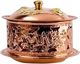 NESPIQ Chinesischer Hot Pot Chafing Dishes Hot Pot, Reiner Kupferalkohol-Hot Pot, Geeignet Für Familienessen Kupfer Hotpot(Brass,24cm)