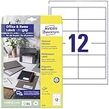 AVERY Zweckform 6123 Adressaufkleber (120 Klebeetiketten, 97x42,3 mm auf A4, bedruckbare Absenderetiketten, selbstklebende Adressetiketten mit ultragrip, ideal fürs HomeOffice) 10 Blatt, weiß