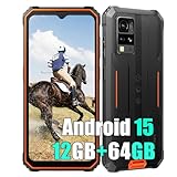 Blackview BV4800 SE Android 15 Outdoor Handy ohne Vertrag 2025, 12GB+64GB/2TB, 6.56' HD+ Outdoor Smartphone, 16MP+8MP, 5100mAh, IP68 Wasserdicht Baustellenhandy, Dual 4G LTE, NFC, OTG,GPS,FM, Orange